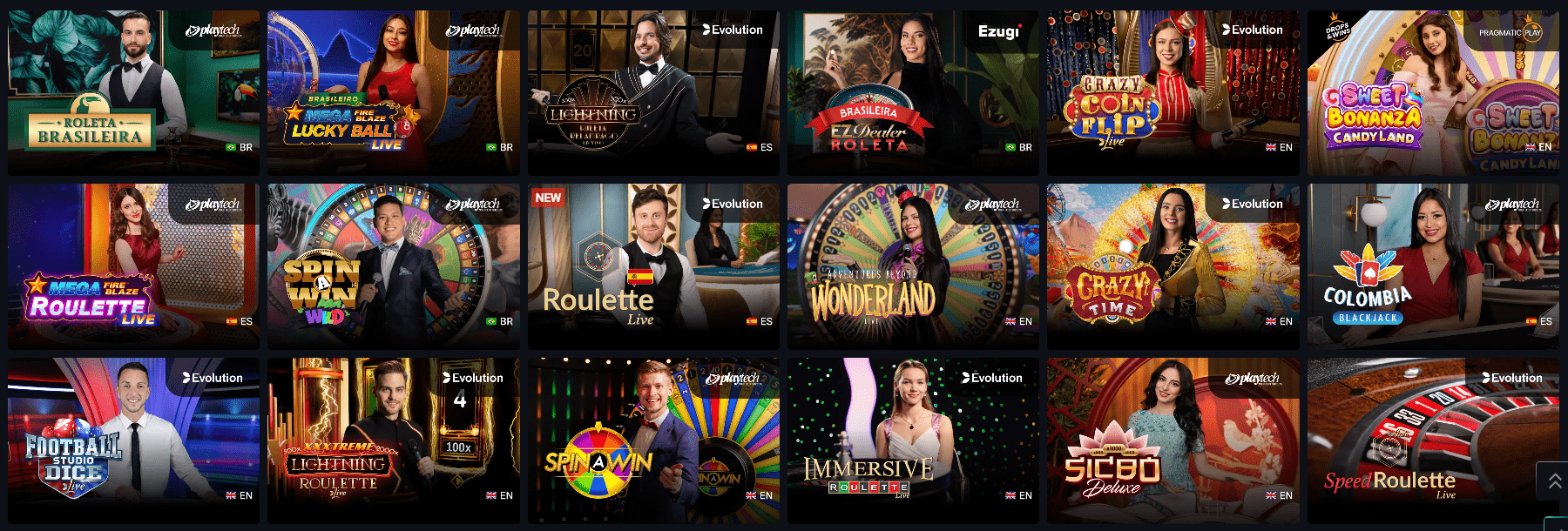 Visualização do cassino ao vivo Pin UP
