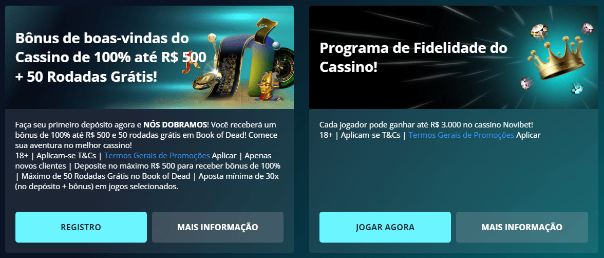 Prévia dos bônus da Novibet