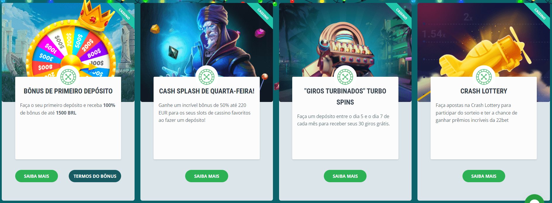 Visualização da promoção do cassino 22Bet