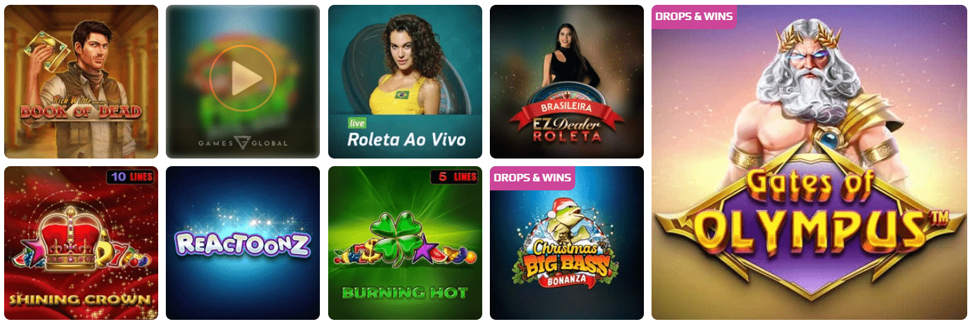 Visualização dos caça-níqueis do Netbet