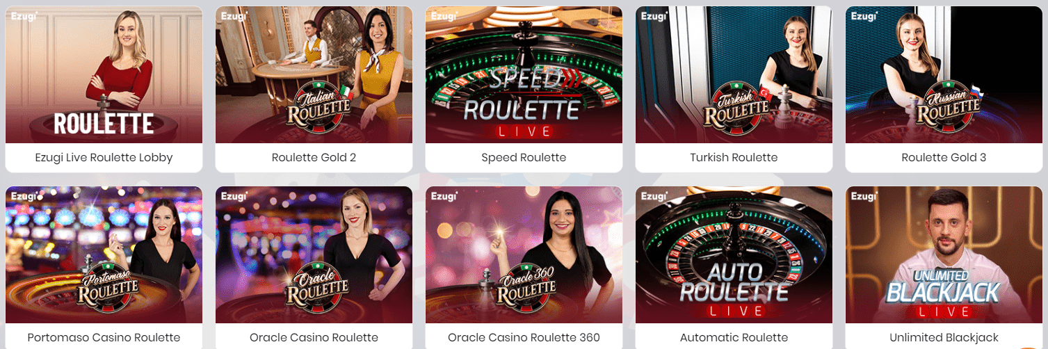 Visualização do cassino ao vivo da B1Bet