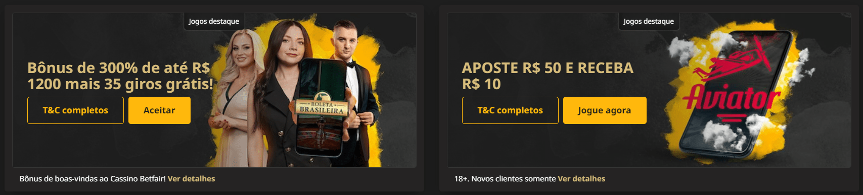 Visualização da promoção do cassino Betfair